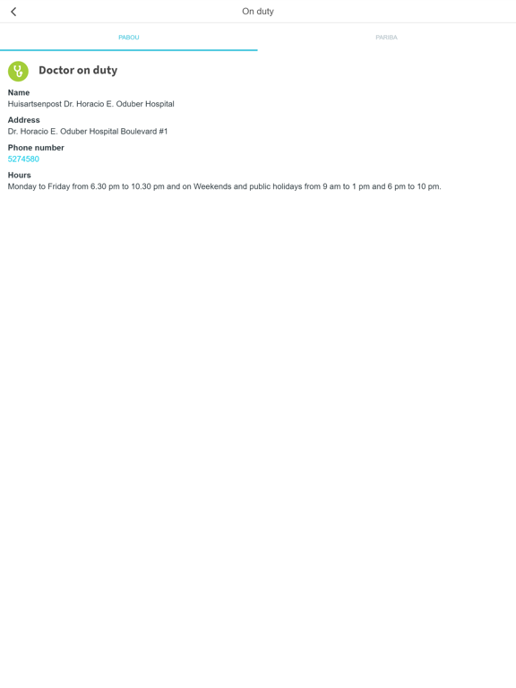 AZV Aruba iPad screenshot