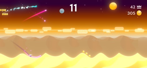 Dune! - This scene unveils the app's vibrant gradient sky and the striking sparkling particle trail, enhancing the immersive visual experience.