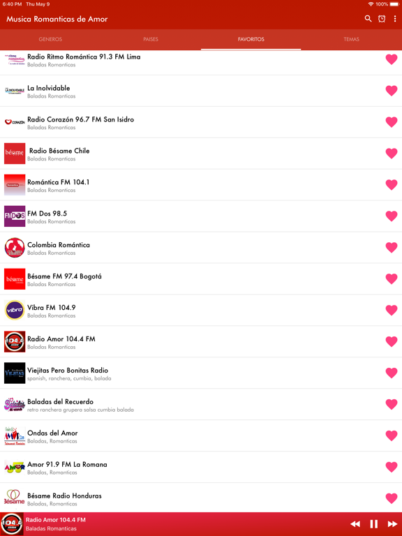 Musica Romanticas de Amor iPad screenshot 4 - Music app