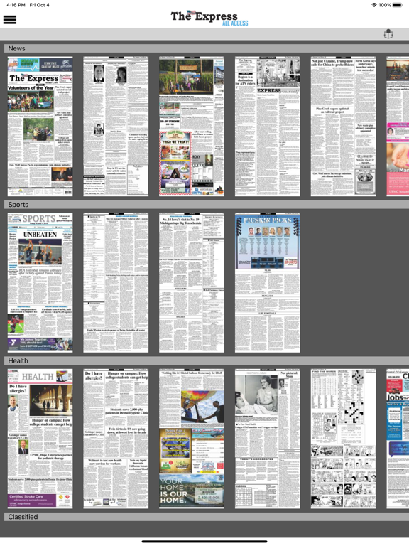 The Express All Access iPad screenshot