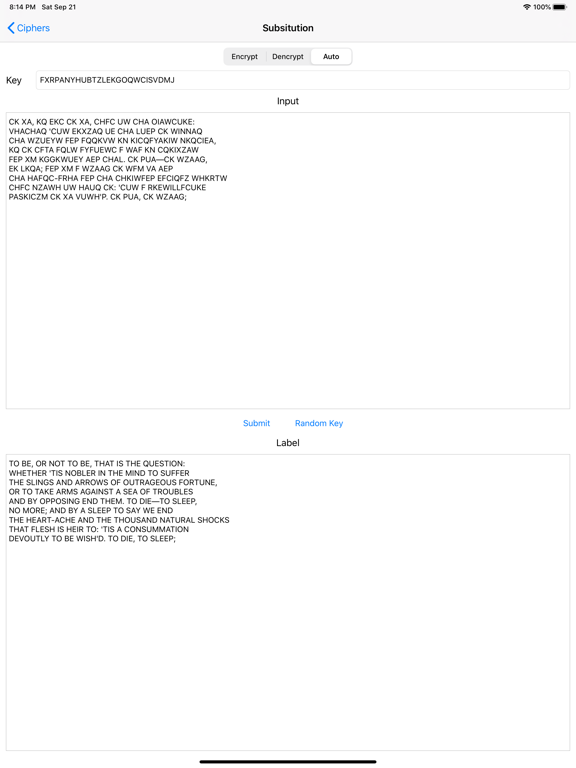 The Cipher iPad screenshot