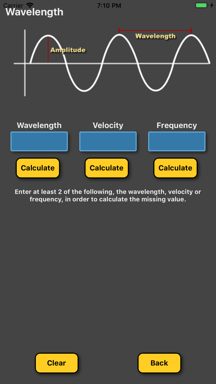 Wavelength calculator / solver