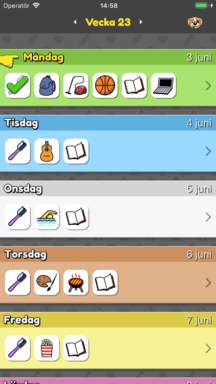 Veckoschema med bildstöd