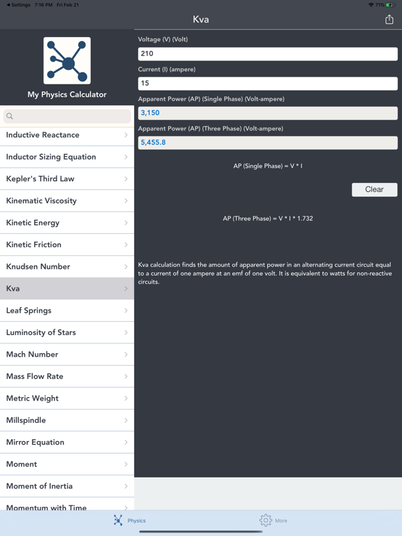 Physics Calculators Converters iPad screenshot 6 - Education app