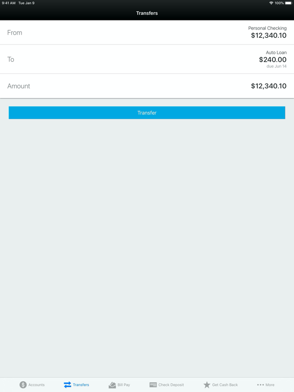 PrimeWay Federal Credit Union iPad screenshot