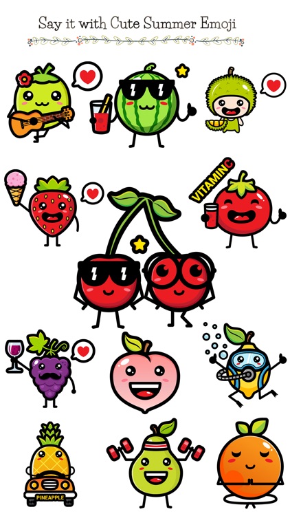 174 Cute Emoji - Summer Fruits