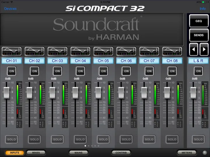Screenshot von Soundcraft ViSi Remote auf dem iPhone 1