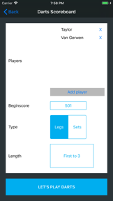 Darts Scoreboard X01 screenshot