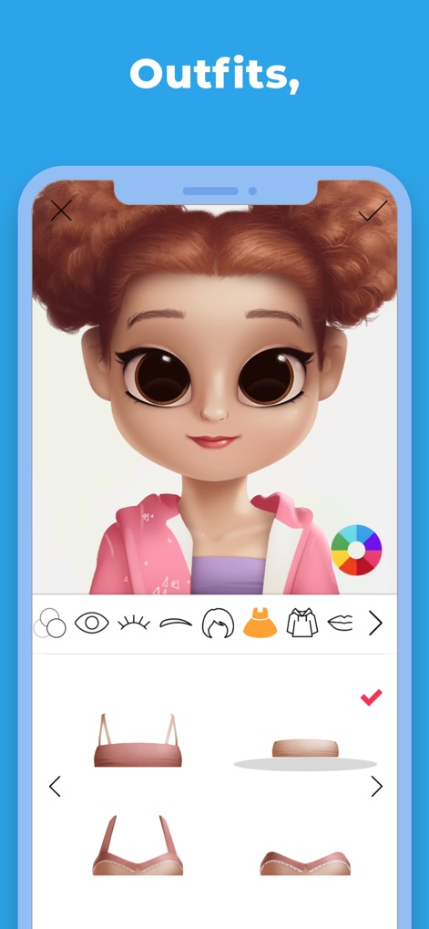 Dollify - Los usuarios pueden explorar una extensa colección de prendas, desde chaquetas deportivas hasta camisetas, y personalizar cada una con diferentes tonos utilizando la paleta de colores integrada.