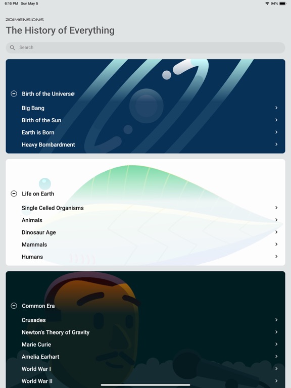 The History of Everything iPad screenshot 1 - Entertainment app