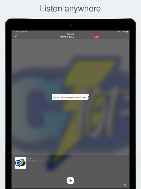 G101-3 Radio iPad screenshot 2 - Music app