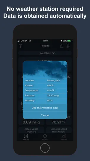 Capture d'écran de Air Density & Altitude: AirLab sur iPhone 4