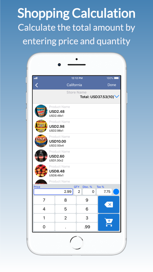 #1. Simple Shopping Calculator (iOS) By: Zillion Software