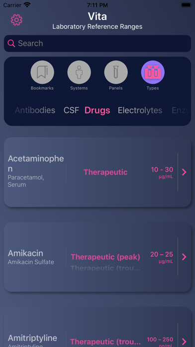 Vita - Lab Reference Ranges Screenshot