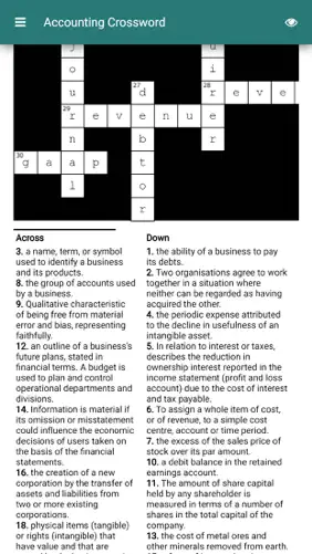 Accounting Terms Crossword screenshot 1