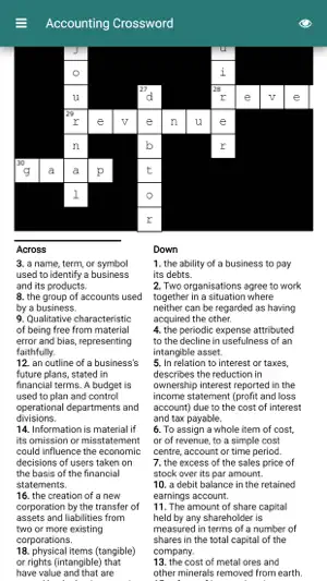 Accounting Terms Crossword screenshot 1