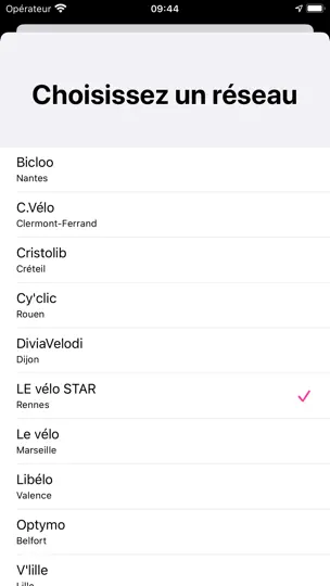 Capture d'écran de VeloDispo France sur iPhone 4