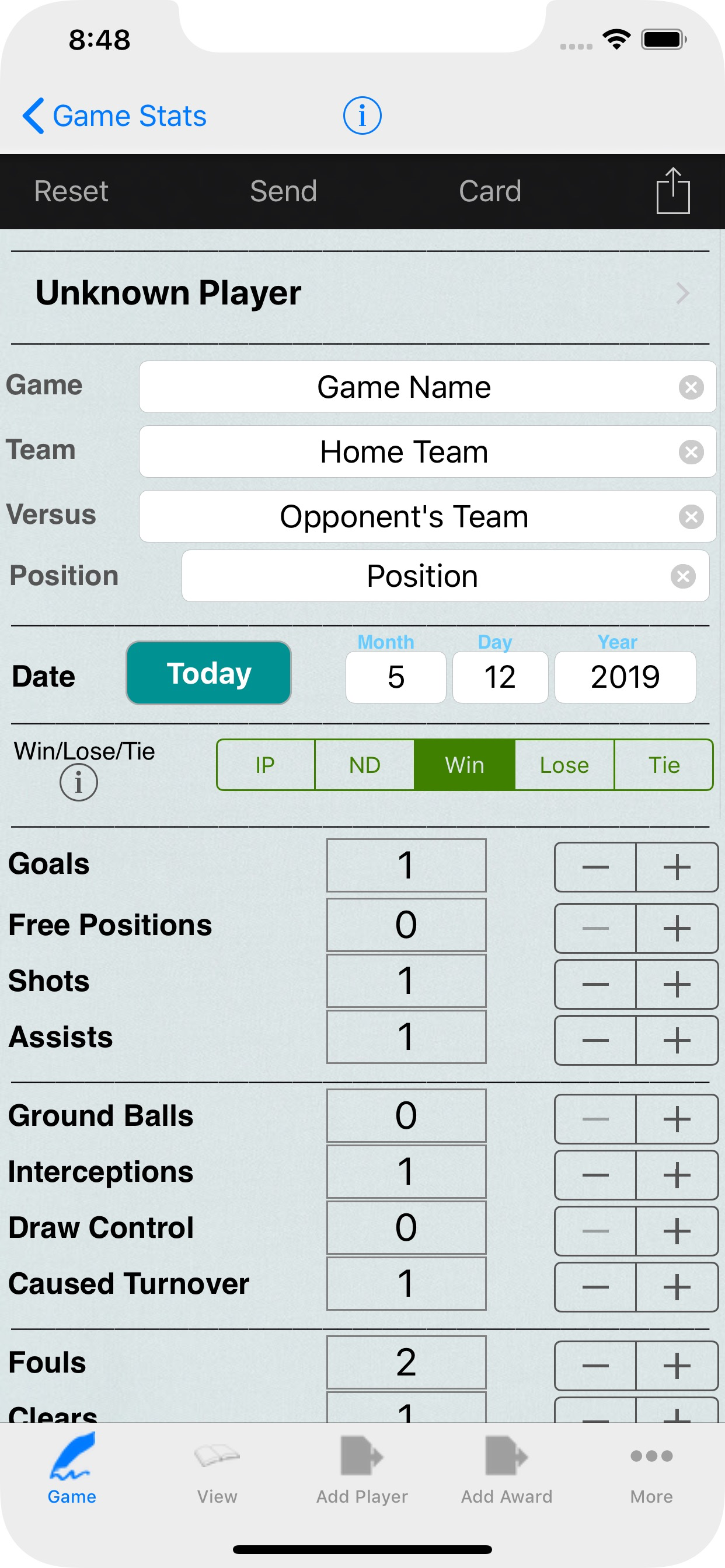 LaCrosse Player Tracker