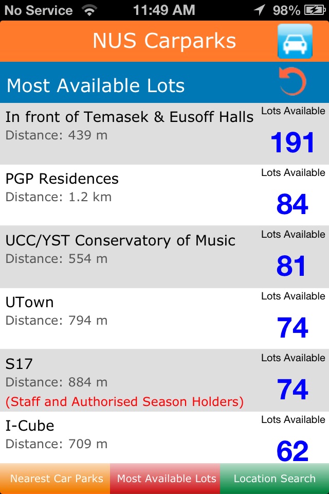 NUS Carparks screenshot 3