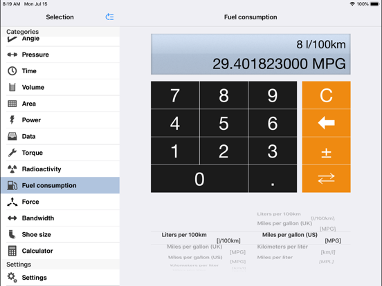 Convert - Unit and Currency iPad screenshot 4 - Productivity app