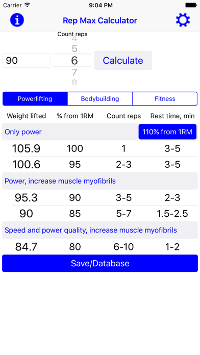 Screenshot #1 pour Rep Max Calculator