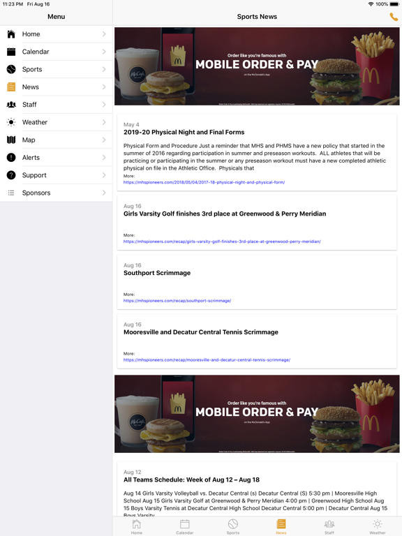 Mooresville Athletics Indiana iPad screenshot 5 - Education app