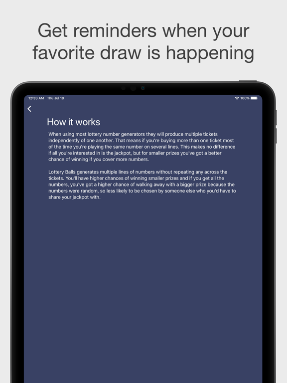 Lottery Balls Pro iPad screenshot 4 - Utilities app