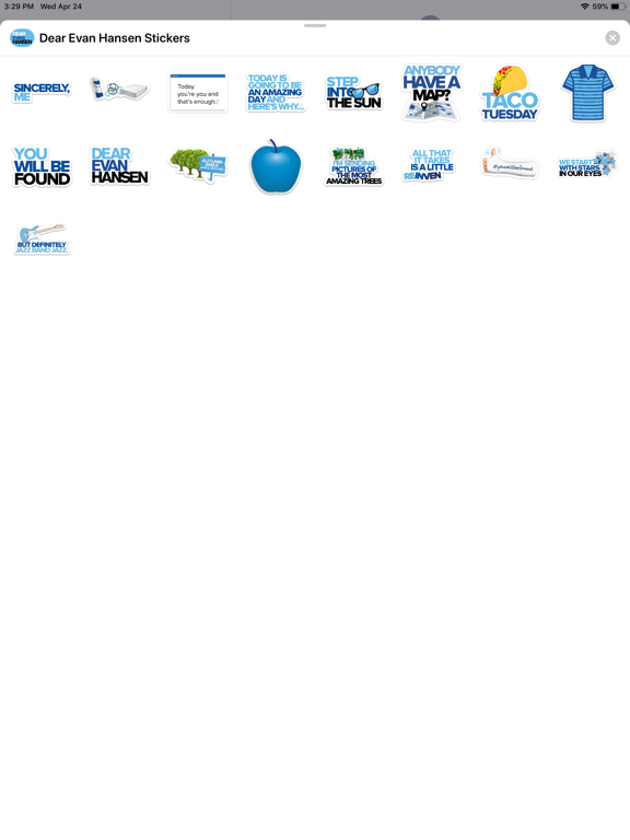 Dear Evan Hansen Stickers iPad screenshot 1 - Entertainment app