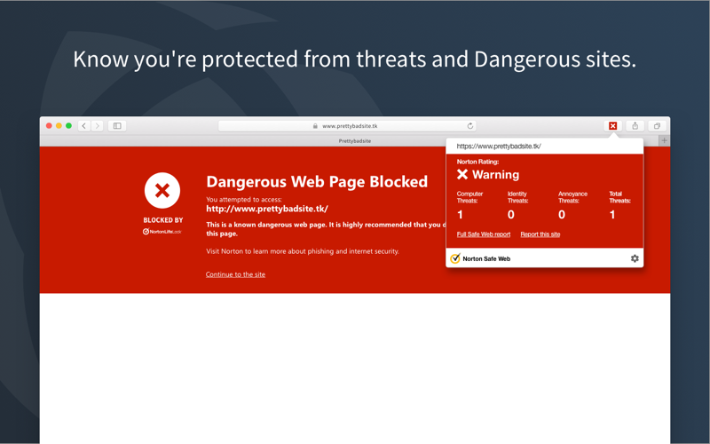 Скриншот из Norton Safe Web Plus