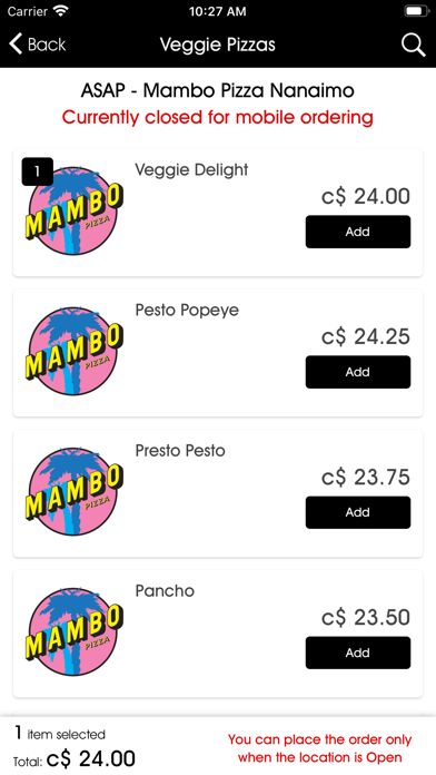 Mambo Gourmet Pizza Screenshot