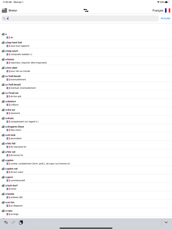 Dictionnaire Breton-Français iPad screenshot 4 - Reference app