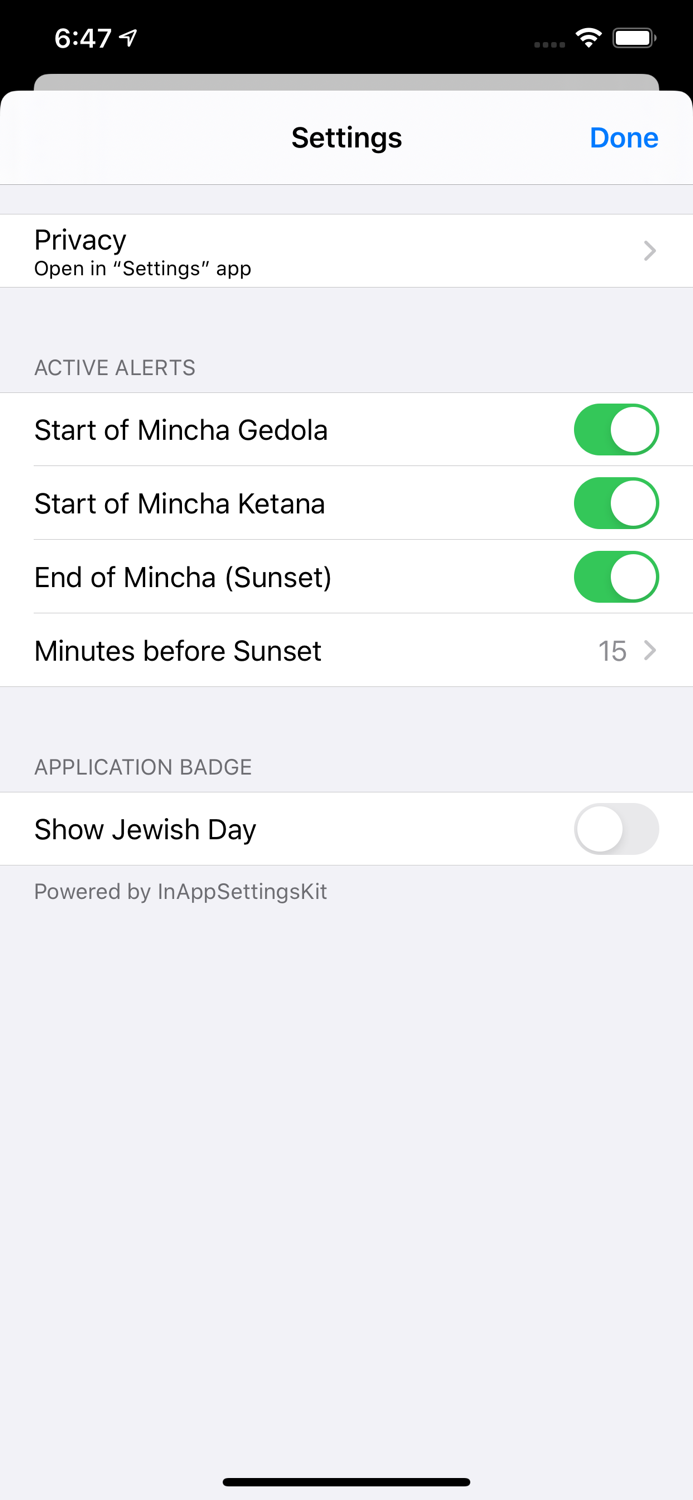 Mincha Alerts Prayer Reminders