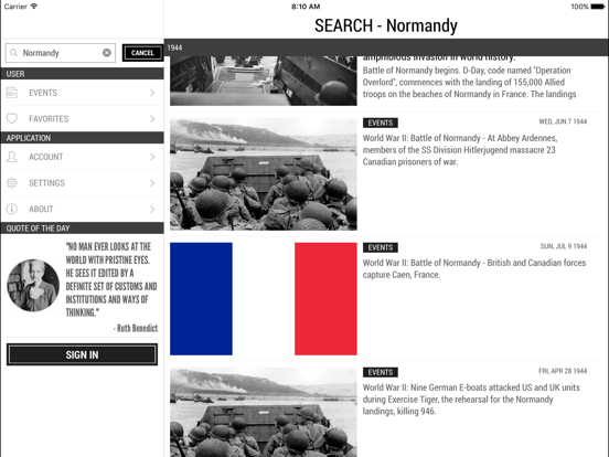 Today In History Lite Edition iPad screenshot 5 - Education app