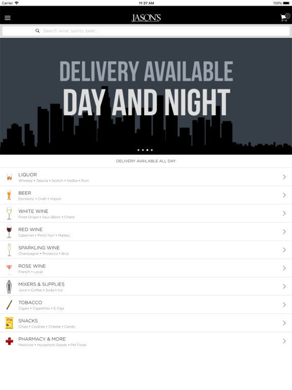 Jasons Wine & Spirits iPad screenshot 1 - Food & Drink app