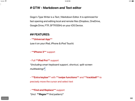 GTW - Markdown & Text Editor iPad app afbeelding 1