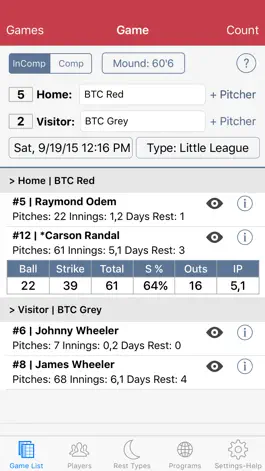 Game screenshot Baseball/Softball Pitch Count apk