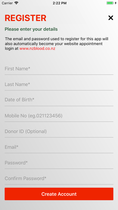 NZ Blood Service Donor App Screenshot