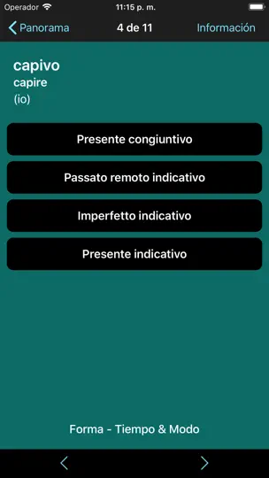 Captura de pantalla de Italiano: Verbos Little en iPhone 7