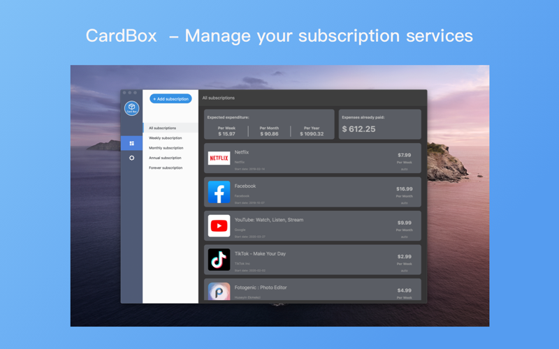 Card Box - Track subscriptions thumbnail 1
