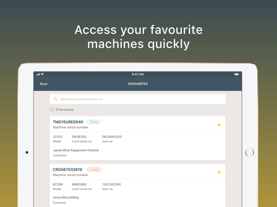 Epiroc FleetSync iPad screenshot