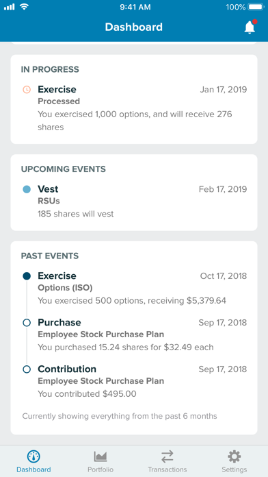 Stock Plan Screenshot