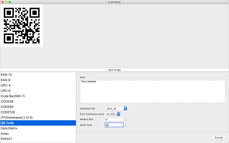 1D/2D Code Maker app screenshot