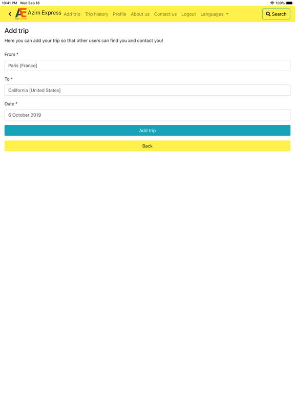 Azim Express iPad screenshot 2 - Travel app