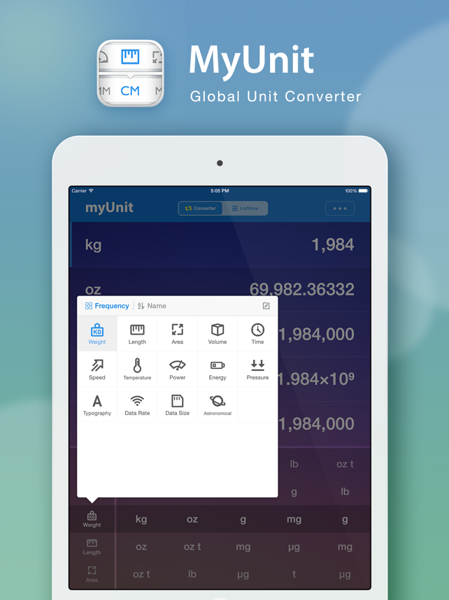 myUnit · Global Unit Converter Screenshot