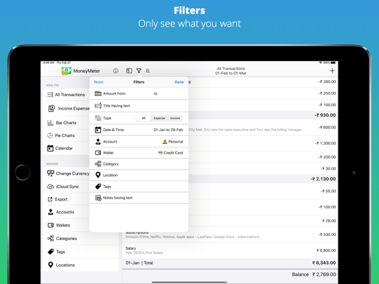 MoneyMeter iPad screenshot 4 - Finance app