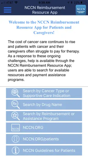 NCCN Reimbursement Resource screenshot 1
