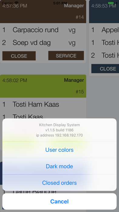 WaiterOne KDS Screenshot