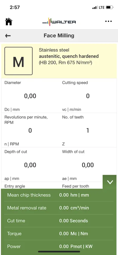 Walter Machining Calculator