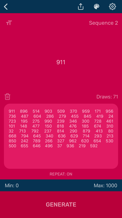 Random Number Generator App Screenshot