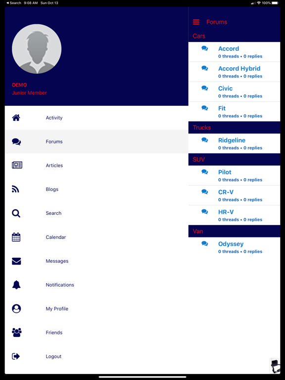 AutoForums 4 Honda's (FanSite) iPad screenshot 1 - Social Networking app